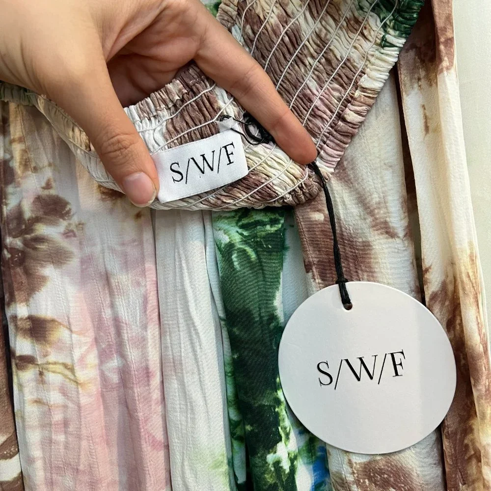 S/W/F Pastel Tie Dye Designer Bohemian Maxi Skirt Tank Top Set in Skyline XS NWT - Picture 5 of 6